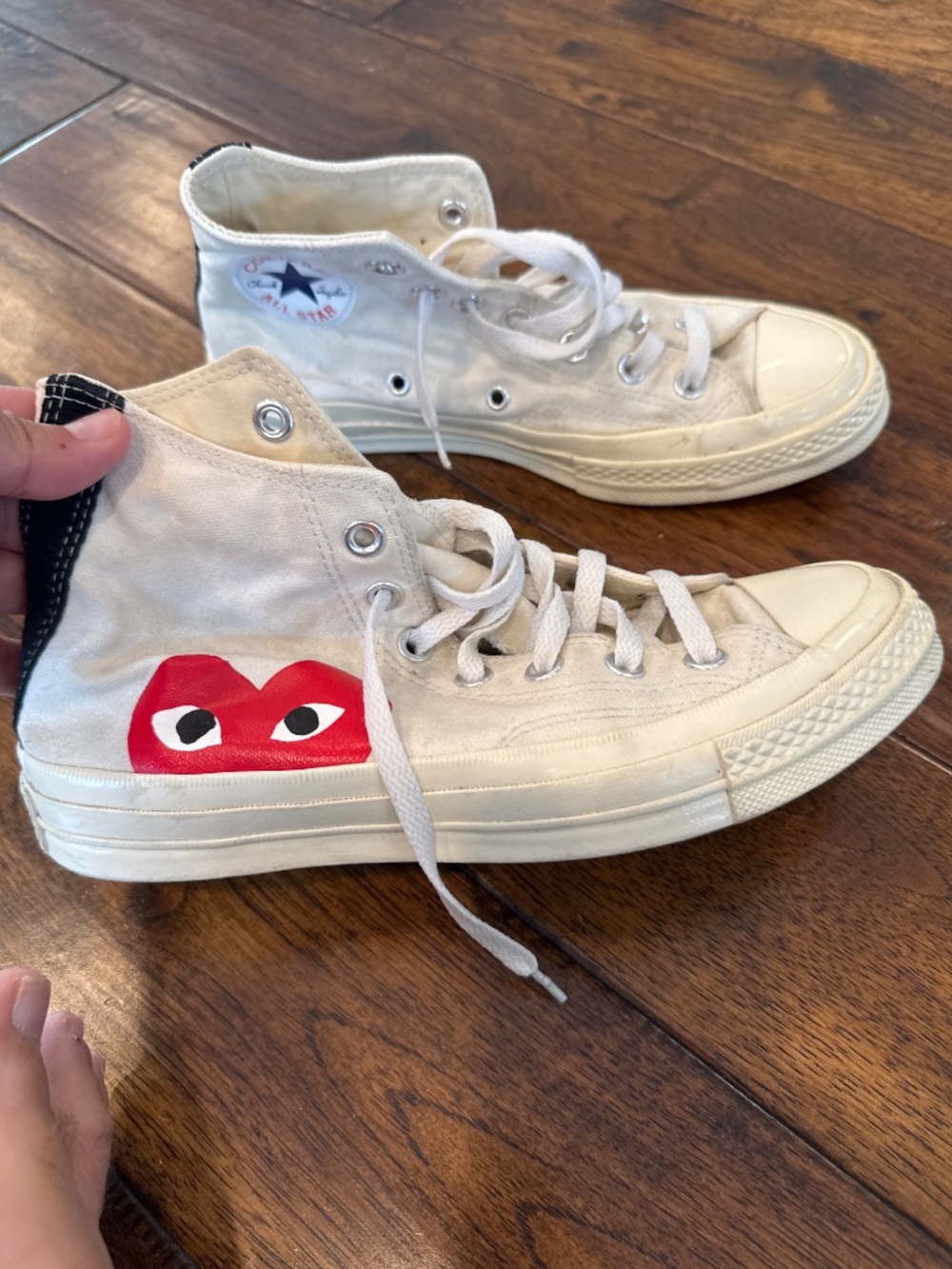 Converse x Comme des Garçons Play Chuck Taylor Heart High Top Sneakers Size 8 - Picture 3 of 6